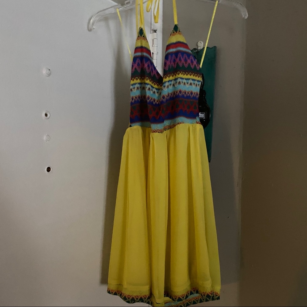 Yellow/Multicolor Halter Dress